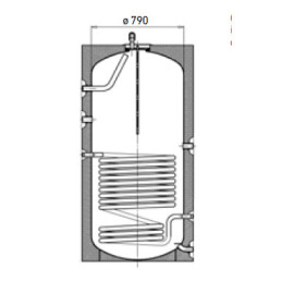 Depósito acumulador aço inox com proteção catódica 800L PC com serpentina, Baxi 148111030