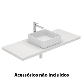 Lavatório HALO 38 quadrado, pousar (380x380x140) sem furo para torneira, sem furo de nível, branco mate, Sanitana S10209150406