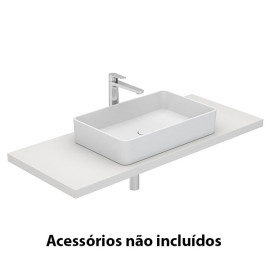 Lavatório HALO 60 rectangular, pousar (600x380x140) sem furo para torneira, sem furo de nível, branco mate, Sanitana S10209250