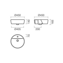 Lavatório URBAN 45 com furo de pousar branco, Sanitana S10016917600000