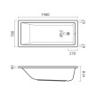 Banheira acrílica CUBIC 1400x70 mm, Sanitana S20024400000000