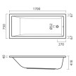 Banheira acrílica CUBIC 1700x750 mm, Sanitana S20024600000000