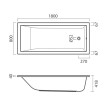 Banheira acrílica CUBIC 1800x800 mm, Sanitana S20024900000000
