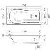 Banheira acrílica CAROLINA 1700x800 mm, Sanitana S20022900000000
