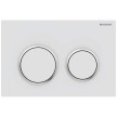 Placa de comando Omega20 redonda, dupla descarga, branco mate e anéis cromado brilhante, antidedadas, Geberit 115.085.JT.1