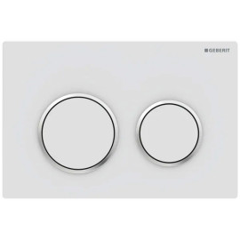 Placa de comando Omega20 redonda, dupla descarga, branco mate e anéis cromado brilhante, antidedadas, Geberit 115.085.JT.1