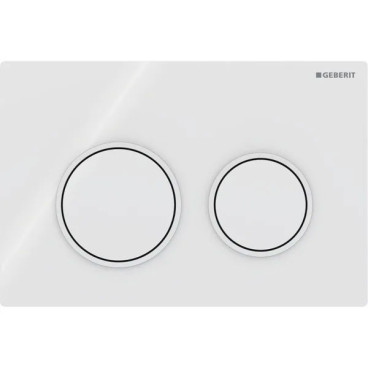 Placa de comando Omega20 dupla descarga, branco e anéis branco mate, Geberit 115.085.11.1