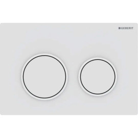Placa de comando Omega20 redonda, dupla descarga, branco mate e anéis brancos, antidedadas, Geberit 115.085.01.1
