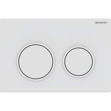 Placa de comando Omega20 redonda, dupla descarga, branco mate e anéis brancos, antidedadas, Geberit 115.085.01.1