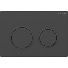 Placa de comando Omega20 redonda, dupla descarga, preto mate e anéis pretos, antidedadas, Geberit 115.085.16.1