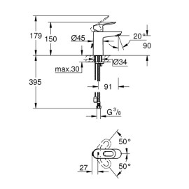 Misturadora lavatório Loop cromada, Grohe 23350000