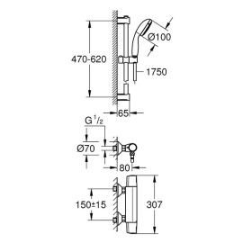 Conjunto termostático Trend com rampa Confort 3 jatos, Grohe 34237002
