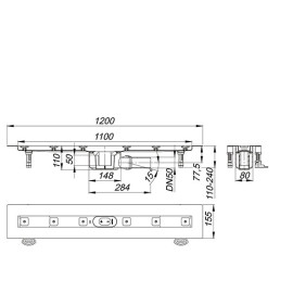 Canal de chão CeraLine 1100 mm, Dallmer 520081