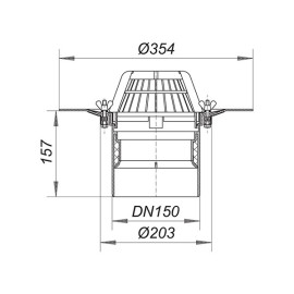 Ralo pinha isolada vertical DN150 mm, Dallmer 621092