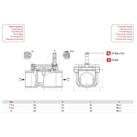 Corpo eletroválvula 2/2 1''1/4 de latão, acionamento indireto e normalmente fechada com juntas NBR, Aignep 04FXF140NT