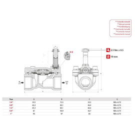 Corpo eletroválvula 2/2 3/4'' de latão, acionamento indireto e normalmente fechada com juntas NBR, Aignep 04F07118NH