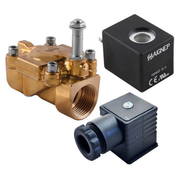 Eletroválvula 2/2 3/4'' de latão, acionamento indireto e normalmente fechada com juntas NBR, 12V DC, Aignep