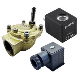 Eletroválvula 2/2 1''1/2 de latão, acionamento indireto e normalmente fechada com juntas NBR, 24V DC, Aignep