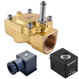 Eletroválvula 2/2 1''1/4 de latão, acionamento indireto e normalmente fechada com juntas NBR, 24V AC, Aignep