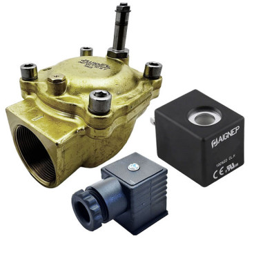 Eletroválvula 2/2 2'' de latão, acionamento indireto e normalmente fechada com juntas NBR, 24V AC, Aignep