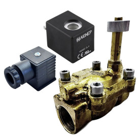 Eletroválvula 2/2 3/4'' de latão, acionamento indireto e normalmente aberta com juntas NBR, 24V DC, Aignep