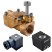 Eletroválvula 2/2 1'' de latão, acionamento indireto e normalmente aberta com juntas NBR, 24V DC, Aignep