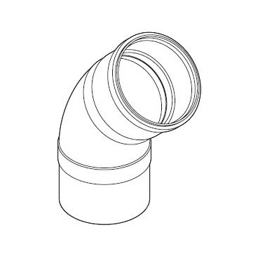 Curva PP 45° de 125 mm para condutas de admissão/evacuação de bombas de calor murais, Bosch 7719003431