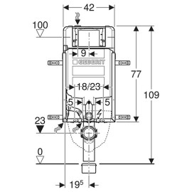 Estrutura Kombifix para sanita suspensa, com Sigma 8 cm, h 109 cm, 4/2 litros, Geberit 110.799.00.1
