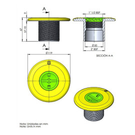 Boca de aspiração 2'' para betão, Astralpool 00301