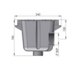 Ralo de fundo 210 x 210 mm para betão, Astralpool 00258