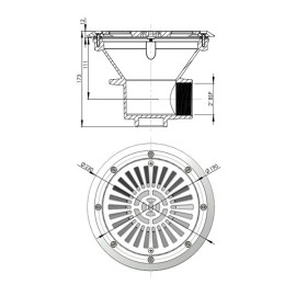 Ralo de fundo D210 para liner cinza, Astralpool 00271CL129