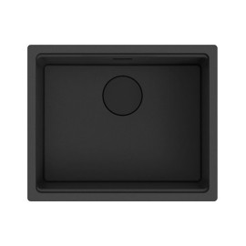 Cuba AMBAR 50 preto, 550x452 mm, com tábua, válvula e sifão incluídos, Rodi K0000001