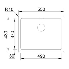 Cuba AMBAR 50 N preto, 550x430 mm, com válvula e sifão incluídos, Rodi K0000070