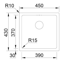 Cuba AMBAR 40 N concreto, 450x430 mm, com válvula e sifão incluídos, Rodi K0000069
