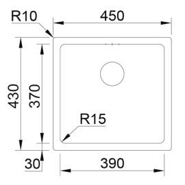 Cuba AMBAR 40 N preto, 450x430 mm, com válvula e sifão incluídos, Rodi K0000067