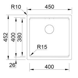 Cuba AMBAR 40 concreto, 450x452 mm, com tábua, válvula e sifão incluídos, Rodi K0000006