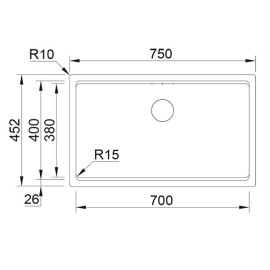 Cuba AMBAR 70 concreto, 750x452 mm, com tábua, válvula e sifão incluídos, Rodi K0000009