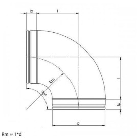 Curva Spiro estampada galvanizada 90º de 80 mm