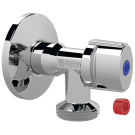 Torneira de esquadria L85MN 1/2'' x 3/4'' manípulo de metal e dísticos azul e vermelho, Arco 728MN