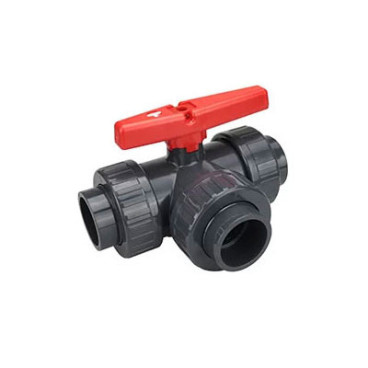 Válvula PVC 3 vias T pressão colar 75 mm, EN1452-3, PN16