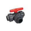 Válvula PVC 3 vias L pressão colar 40 mm, EN1452-3, PN16