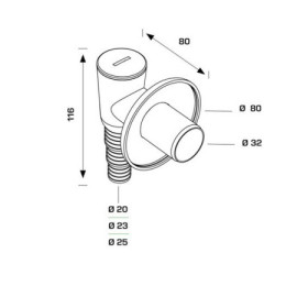 Sifão exterior branco para máquina de lavar, Bonomini