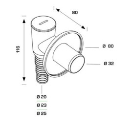 Sifão exterior cromado para máquina de lavar, Bonomini