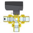 Válvula esfera 3 vias 3/4'', 230V, Caleffi 644356