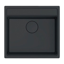Cuba AMBAR 57 preto, 550x520 mm, com tábua, válvula e sifão incluídos, Rodi K0000085