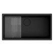 Cuba AMBAR 80 preto, 850x452 mm, com tábua, válvula e sifão incluídos, Rodi K0000010