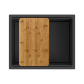 Cuba AMBAR 50 preto, 550x452 mm, com tábua, válvula e sifão incluídos, Rodi K0000001