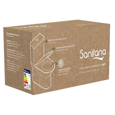 Pack LOFT compacto Btw (sanita rimless+autoclismo+tampo termodur) branco, Sanitana SP0207650300001