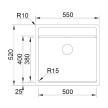 Cuba AMBAR 57 concreto, 550x520 mm, com tábua, válvula e sifão incluídos, Rodi K0000087