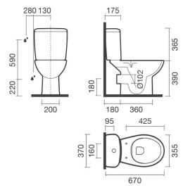 Sanita compacta CENT RIMLESS com descarga horizontal, branco, Sanitana S10206481800000